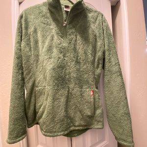 North face fuzzy green pullover